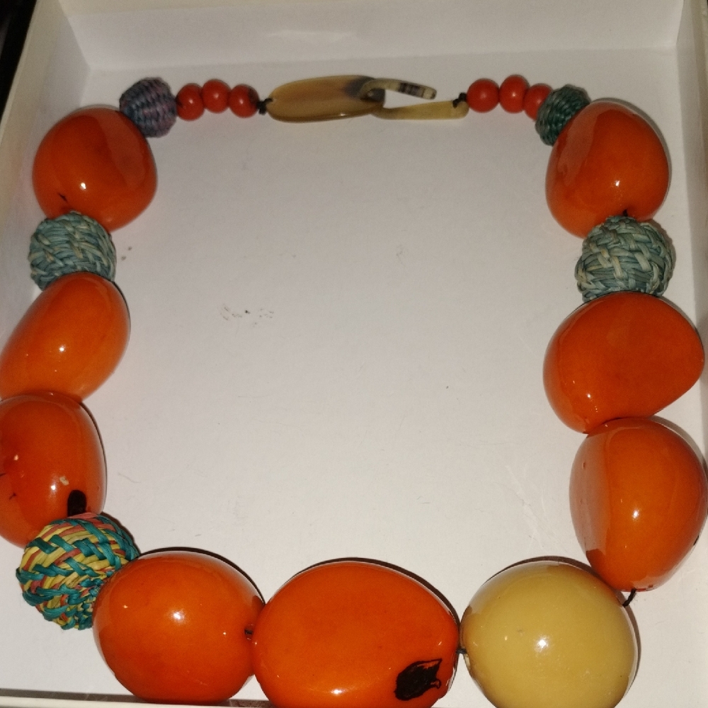 Vintage Orange and Yellow Statement Necklace